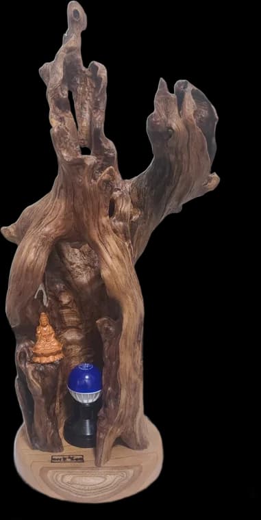 Two Who Wait — root-wood sculpture by Teho Halbae