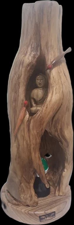 Standing Sutra — root-wood sculpture by Teho Halbae